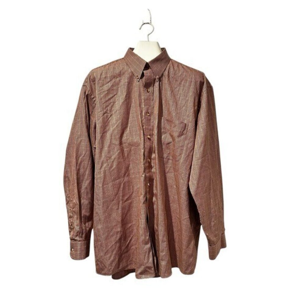 Jos. A Bank Traveler's Collection 2XL Button Down Dress Shirt Houndstooth Red